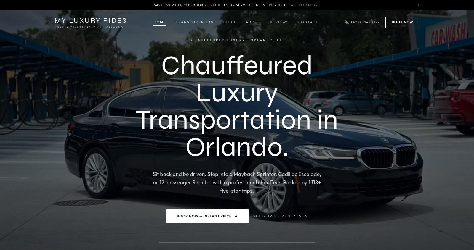 My Luxury Rides — Luxury transport — Orlando system built by Kavod