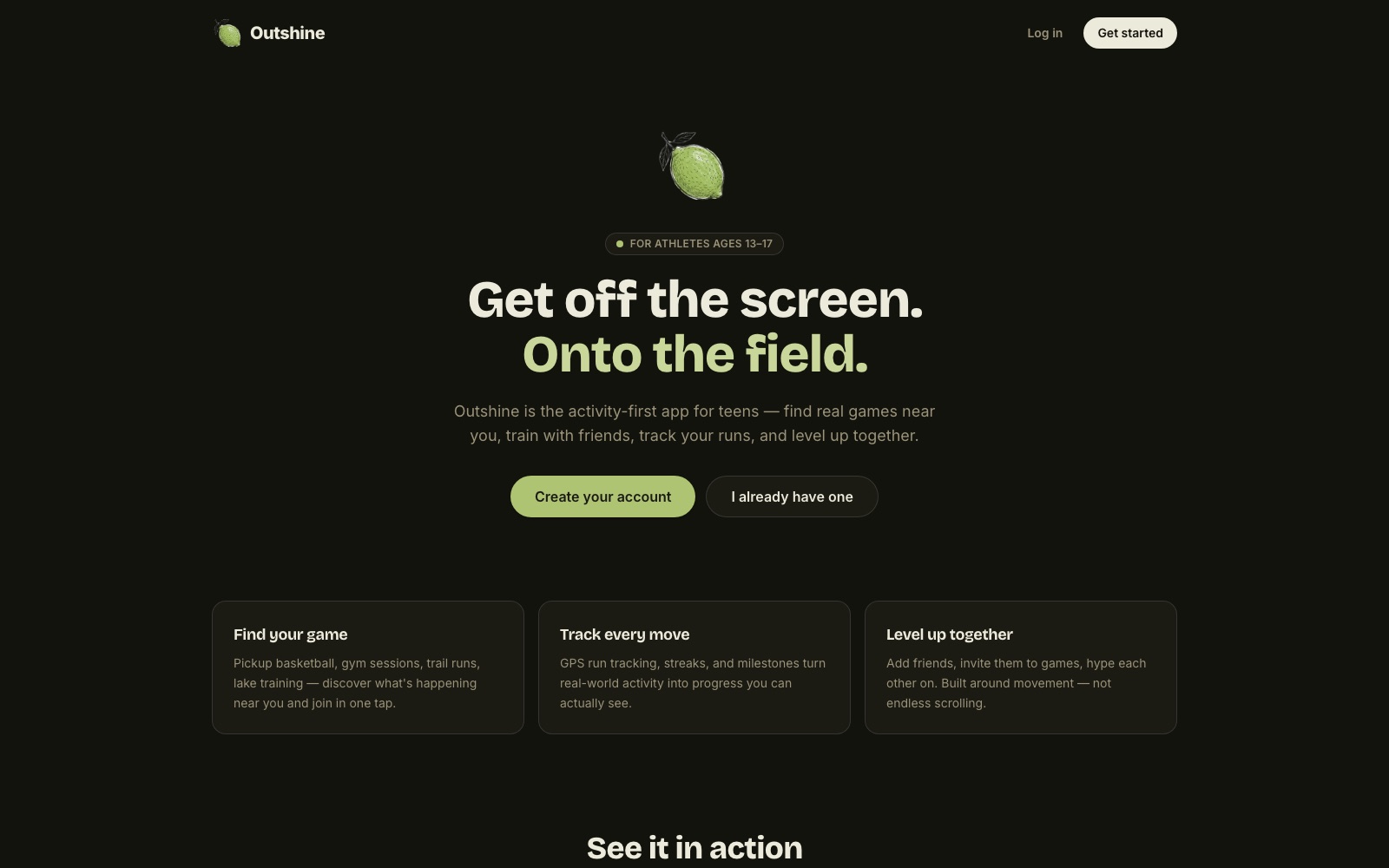 Outshine — Teen fitness app system built by Kavod
